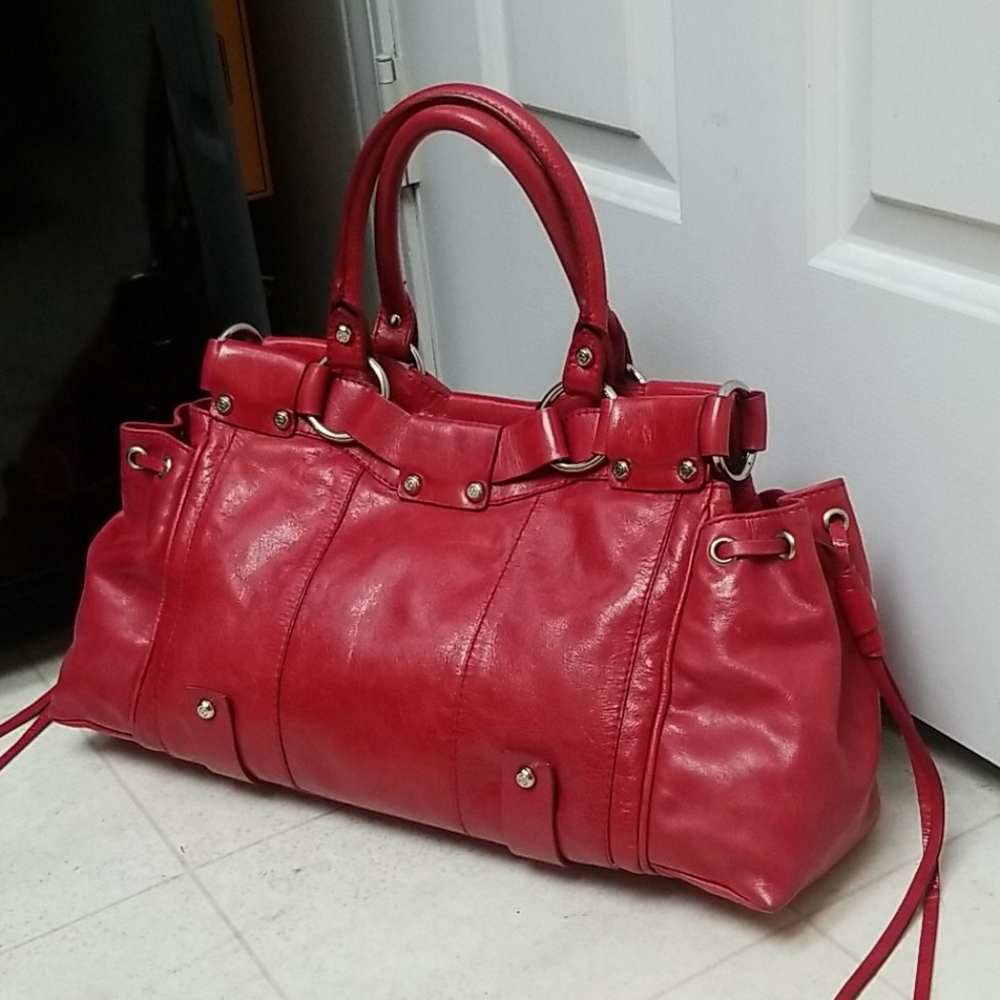 FRANCESCO BIASIA Red Leather XL Purse Unique Edgy Style balenciaga city bag vibe